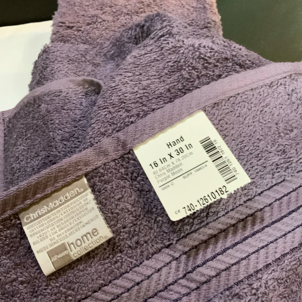Chris Madden Home Hand Towels Purple Moon Set of 2 Egyptian Cotton Set of 2
